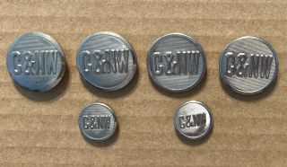 Mr 37 Collectible Railroad Buttons C&nw Chicago Northwest Transportation Silver