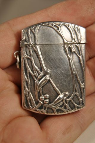 Pyrogen Ancien Argent Massif Art Nouveau Antique Solid Silver Vesta Case Match B