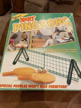 Vintage Nerf Ping Pong Table Tennis Set By Parker Brothers Childhood Toy 1982