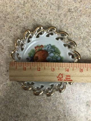 Vintage Relco Made In Japan Decorative Fruit Plate For Hanging W/ Gold Edging 3
