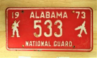 1973 Vintage Alabama National Guard License Plate Auto Car Vehicle Tag Item 1123