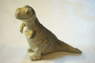 Vintage Ceramic T Rex Figurine - Japan 3 1/2 X 3 - Grey - Happy Dinosaur