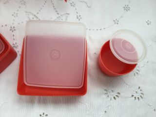 Tupperware Pack N Carry Lunch Box Orange Vintage With 3 Containers and lids 3