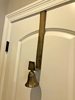 Vintage Brass Wreath Over The Door Hanger 18 " With Brass Bell & Clapper