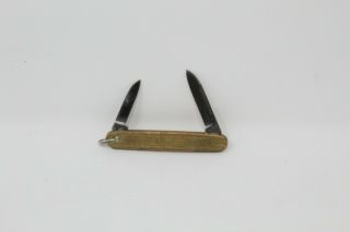 Vintage Imperial 2 Blade Folding Pocket Knife Mi Usa Brass Tone
