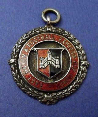 Vintage Solid Silver Albert Pocket Watch Chain E Devon Fob Football Soccer Medal