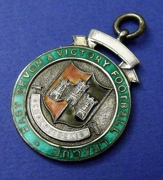 Vintage Solid Silver Albert Pocket Watch Chain Devon Fob Football Soccer Medal