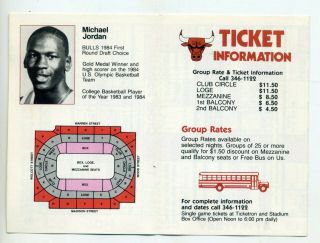 1984 - 85 Chicago Bulls Schedule Michael Jordan Jb Papers Rookie Year With Bio