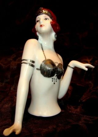 Art Nouveau Style Half Doll Figurine Mata Hari Sexy Half Doll Pincushion Arms Aw