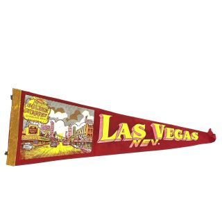 Vintage Las Vegas Nevada Golden Nugget Pennant Banner Flag Retro Hotels Casinos