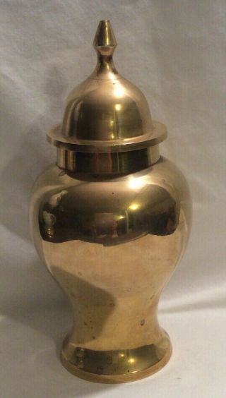 Vintage Solid Brass Urn Vase Ginger Jar With Lid 8 Inches Made In India