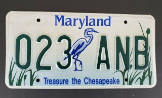 Vintage Maryland Treasure Chesapeake Collectible Car License Plate Tag 023anb