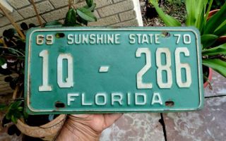 Vintage Florida Fla Dade County Antique License Plate Tag 1969 - 1970
