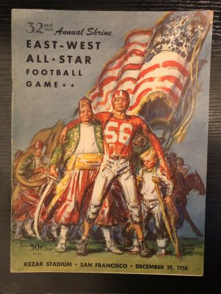 1956 East - West College All - Star Football Program Notre Dame Paul Hornung Packers