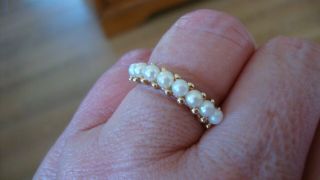 10k Vintage Yellow Gold White Pearl Ring Size 6.