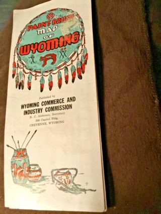 Vintage Paint - Brush Map Of Wyoming By Tom Carrigen,  Copyright 1938