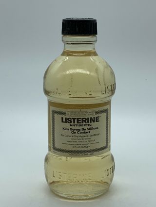 Vintage Listerine Bottle Clear Embossed Glass With Lid 6 Fl Oz Full Mouthwash