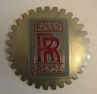 Vintage Rolls - Royce Grill Badge Auto Emblem Radiator 3.  75 " Red Gray Rolls Royce
