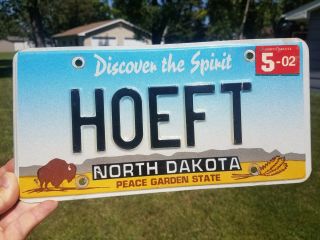 Obsolete Retired Hoeft North Dakota Vanity License Plate