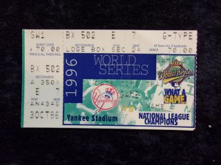 1996 World Series Yankees Game 1 Ticket Stub Derek Jeter 1st Ws Game T526