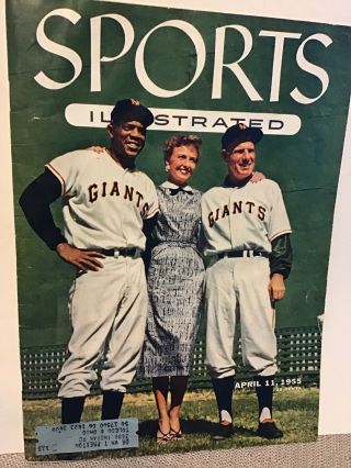 Sports Illustrated 4/11/1955 Willie Mays Giants W/ Topps Card Sheet Loose Page