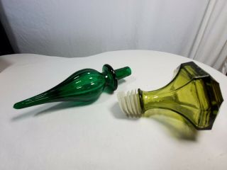 2 Vintage Glass Bottle Stoppers Perfume Pharmaceutical Wine Green