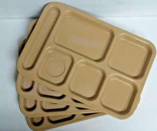 Vintage 4 Continental Plastics Cafeteria School Lunch Trays Tan