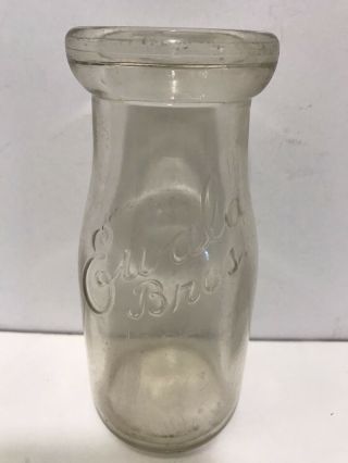 Vintage Ewald Bros Embossed Milk Bottle Half Pint Bottle 1943