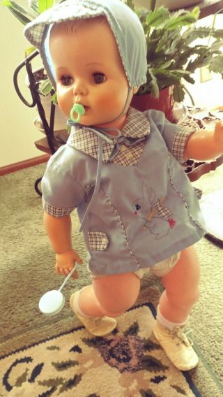 Vintage Horsman Baby Doll Unmarked 24 " 1960,  S Comes With 3 Vintage Outfits
