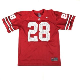 Vtg Nike The Ohio State University Buckeyes Football Jersey Red/white 28 Y M