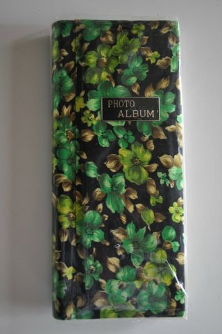 Vintage Groovy Floral Photo Album Green Floral Fold Out 3.  5”x4” 36 Inserts