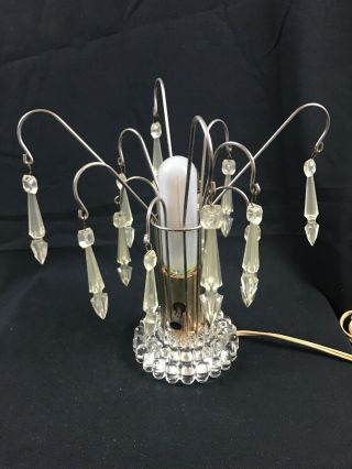 Vintage Waterfall Table Lamp With Lucite Crystals And Hobnail Base