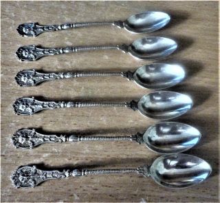 Antique Silver Set Of 6 Designed Coffee Spoons