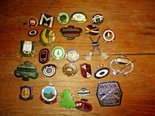 26 Vintage Curling Pins Badges