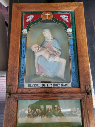 Vintage Antique Catholic Religious Prayer Box Last Rites Communion Mother Mary