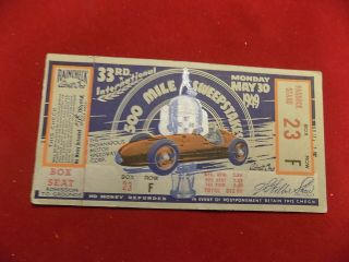 1949 Indianapolis Indy 500 Auto Race Ticket Stub W/ Rain Check
