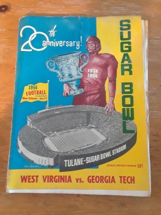 1954 Sugar Bowl Program - West Virginia Wvu Vs.  Georgia Tech - College Football