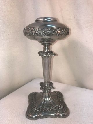 Vtg Early 1900’s Webster & Son E.  G.  Silver Hard White Metal Candlestick Flowers