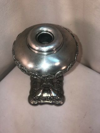 Vtg Early 1900’s Webster & Son E.  G.  Silver HARD WHITE METAL Candlestick Flowers 3