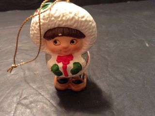 Vintage Christmas Ornament Alaska Eskimo Girl Ceramic