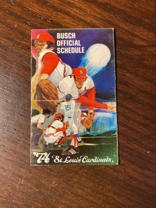 1974 St.  Louis Cardinals Baseball Schedule Busch Bavarian Sponsor