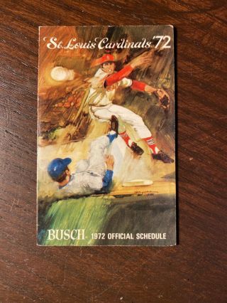 1972 St.  Louis Cardinals Baseball Schedule Busch Bavarian Sponsor