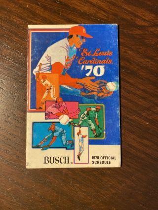 1970 St.  Louis Cardinals Baseball Schedule Busch Bavarian Sponsor