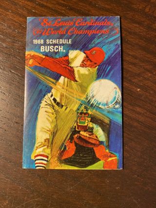 1968 St.  Louis Cardinals Baseball Schedule Busch Bavarian Sponsor Nm