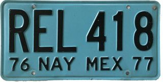Vintage Mexico Nayarit 1976 1977 License Plate,  Rel 418