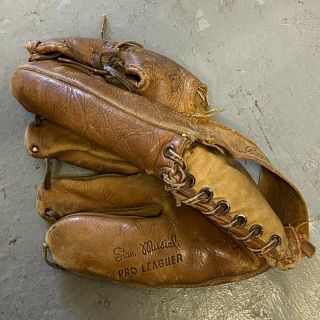 Vtg Rawlings Trap - Eze Model Leather Baseball Glove Stan Musial Made In Usa Lh