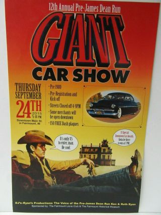 2015 Pre James Dean Run Car Show Poster 12th Annual Fairmount In 11 X 17 - Jr88