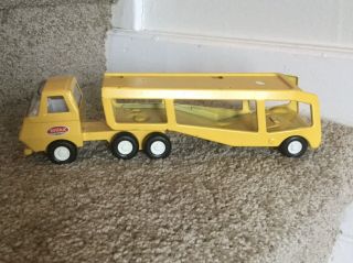 Vintage Tonka 70’s Yellow Mini Semi Car Carrier Hauler