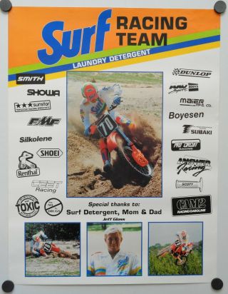 Vintage Poster Jeff Glass Surf Racing Team Motocross Supercross 1990
