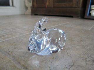 Vgc Vintage Daum France Signed Crystal Rabbit Figurine 3 1/2 "